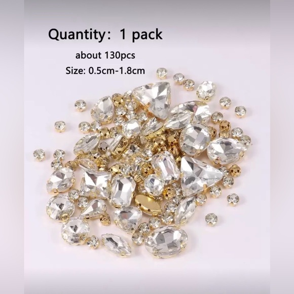 Decorative Clear Rhinestones in Gold | DIY & Sewing | New | 130 Pieces - Picture 3 of 7
